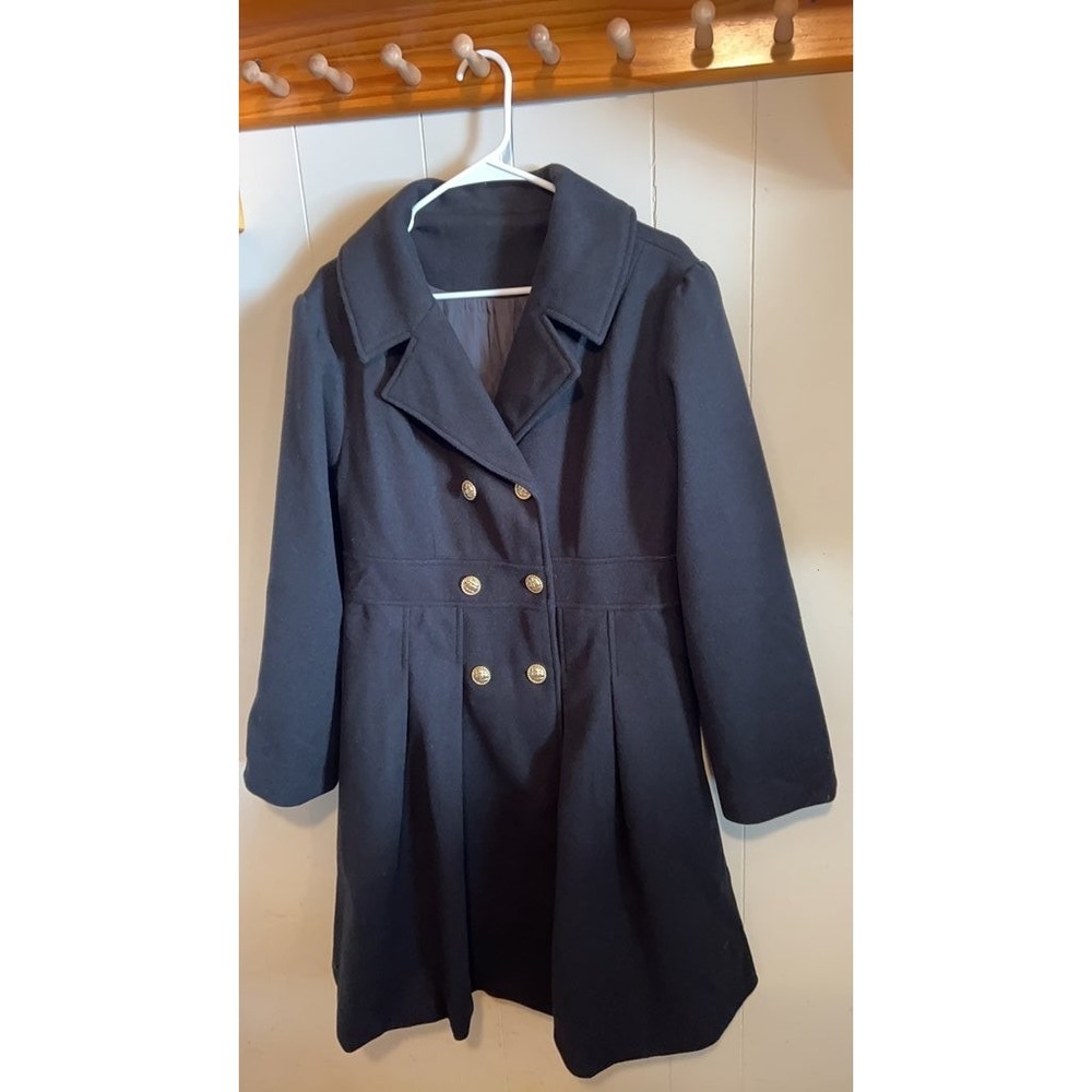 Women's Double-Breasted Pea Coat‎ with Gold Buttons
